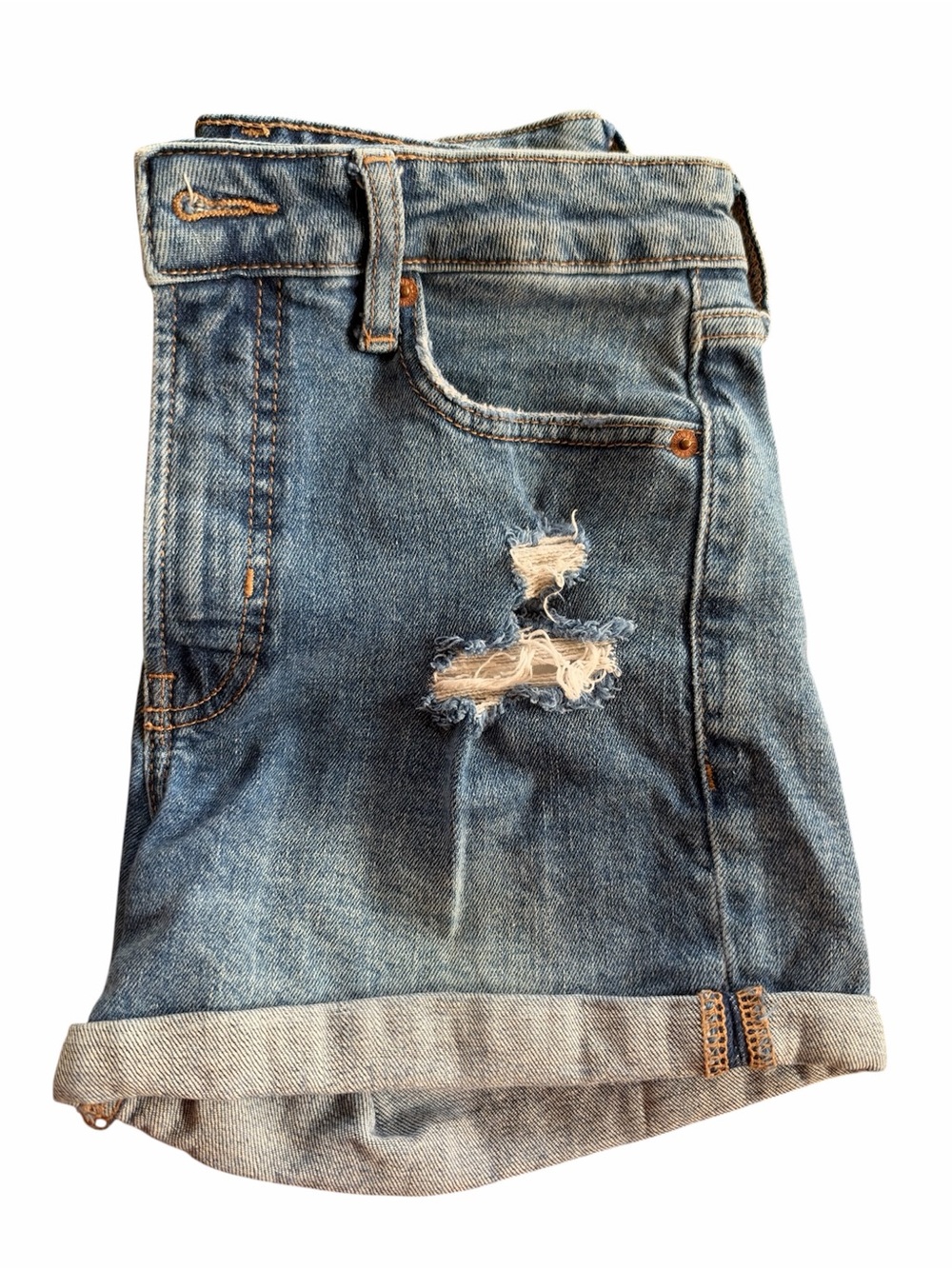 Old Navy Light Blue Distressed Rolled-Hem Jean Shorts